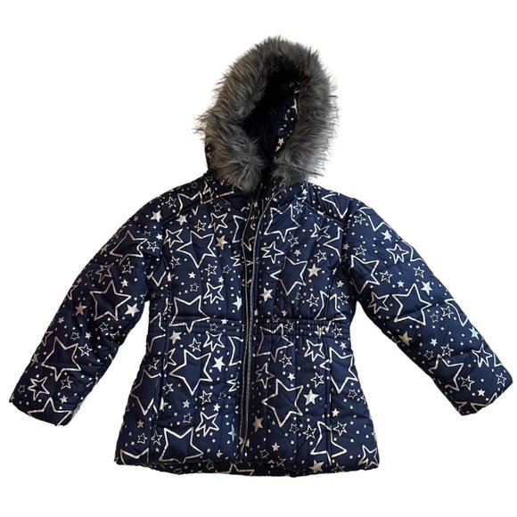 Girls Starry Puffer Coat - Size 5/6 - Picture 1 of 3